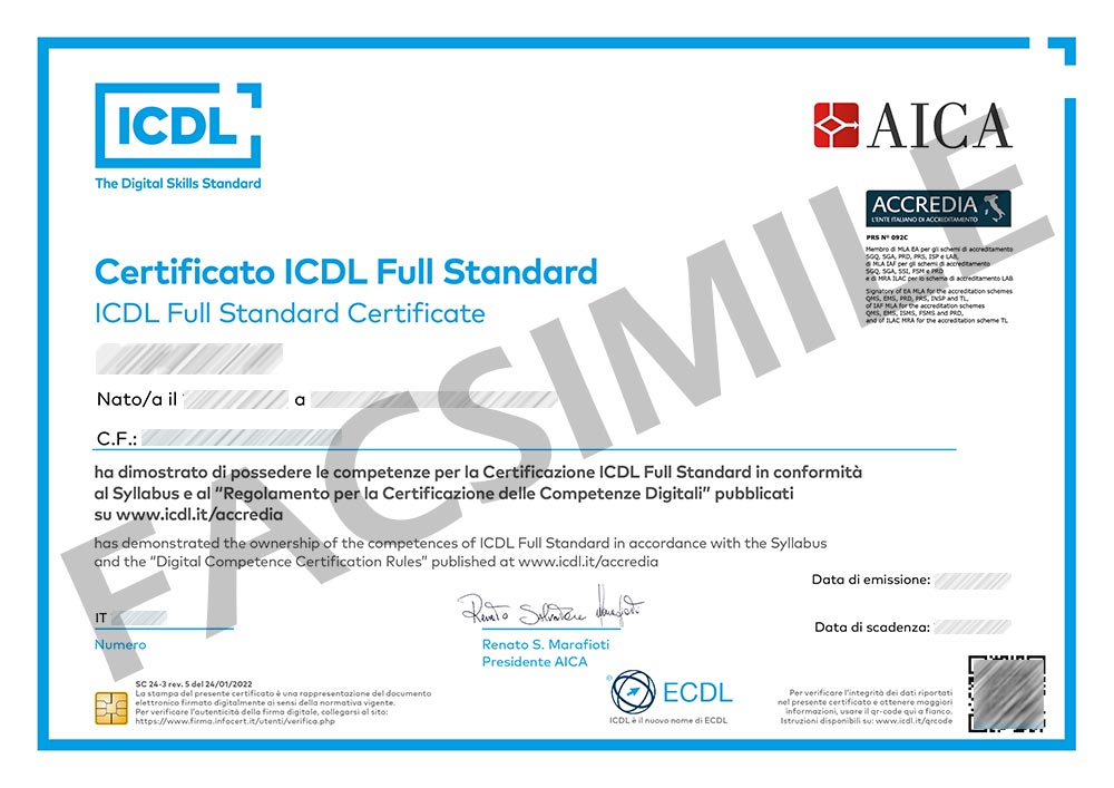 Certificato ICDL Full Standard